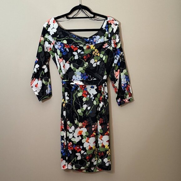Banana Republic Off the Shoulder Floral Dress Black Women's Size S - Picture 10 of 15
